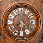 Exq Antique Black Forest Carved 28.5" Wall Clock, Fruits of the Hunt Themed Deer & Game Hen or Bird