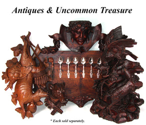 Antique Black Forest Carved 22" Wall Sculpture, Superb "Fruits of the Hunt" Theme Figures