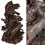 HUGE Antique Victorian Black Forest Carved 23" Sculpture, Eagle or Hawk & Chamois or Mountain Goat Figures