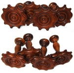 Antique Victorian Turned & Carved 4pc Wood Drapery Holdback, Tieback Set, 4" Wide