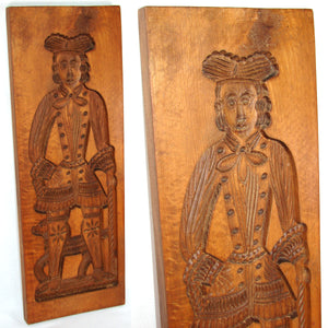 Antique French or Belgian 20.5" Tall Cookie Mold, Gingerbread Form, Carved Wood