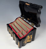 Fine Victorian Era Papier Mache Desktop Stationery or Writer's Box w Mother of Pearl Inlays