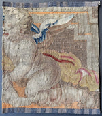 RARE Antique French Aubusson or Gobelin Wool Tapestry Panel with Angel, Putti for Pillow or Wall