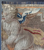 RARE Antique French Aubusson or Gobelin Wool Tapestry Panel with Angel, Putti for Pillow or Wall