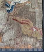 RARE Antique French Aubusson or Gobelin Wool Tapestry Panel with Angel, Putti for Pillow or Wall