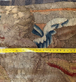 RARE Antique French Aubusson or Gobelin Wool Tapestry Panel with Angel, Putti for Pillow or Wall