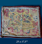Fabulous Antique French 18th Century to Earliest 19th Century Needlepoint 25" x 17.5" Decorator Pillow