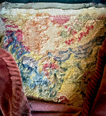 Fabulous Antique French 18th Century to Earliest 19th Century Needlepoint 25" x 17.5" Decorator Pillow
