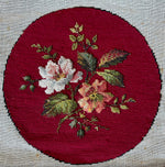Antique Victorian Era Needlepoint and Glass Beadwork Tapestry Panel for Pillow Top or Stool