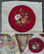 Antique Victorian Era Needlepoint and Glass Beadwork Tapestry Panel for Pillow Top or Stool