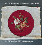 Antique Victorian Era Needlepoint and Glass Beadwork Tapestry Panel for Pillow Top or Stool