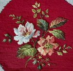 Antique Victorian Era Needlepoint and Glass Beadwork Tapestry Panel for Pillow Top or Stool