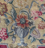 Antique Fine French Silk and Wool Needlepoint Embroidery Tapestry Chair Back Panel to Make a Pillow