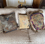 Antique Fine French Silk and Wool Needlepoint Embroidery Tapestry Chair Back Panel to Make a Pillow