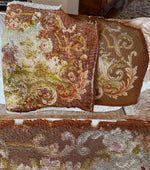 Antique French Romantic Era Needlepoint 43" x 23" Panel with 3 18th c. Figures, Country Setting