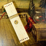 Antique French Palais Royal Ivory Needle Case for Sewing Necessaire, 18k Gold w Kiln-fired Enamel Medallion