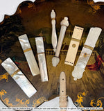 Antique French Palais Royal Ivory Needle Case for Sewing Necessaire, 18k Gold w Kiln-fired Enamel Medallion