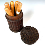 Charming Antique Hand Carved Black Forest Cheroot or Small Cigar Case, Box, ETui, Caddy with Lid 19th Century