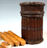 Charming Antique Hand Carved Black Forest Cheroot or Small Cigar Case, Box, ETui, Caddy with Lid 19th Century