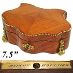 Antique French Maison Boissier Serpentine Casket, Marquetry Style Kingwood with Gilt Bronze