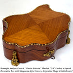 Antique French Maison Boissier Serpentine Casket, Marquetry Style Kingwood with Gilt Bronze