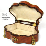 Antique French Maison Boissier Serpentine Casket, Marquetry Style Kingwood with Gilt Bronze