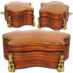 Antique French Maison Boissier Serpentine Casket, Marquetry Style Kingwood with Gilt Bronze
