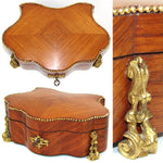 Antique French Maison Boissier Serpentine Casket, Marquetry Style Kingwood with Gilt Bronze