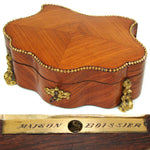 Antique French Maison Boissier Serpentine Casket, Marquetry Style Kingwood with Gilt Bronze