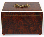 Antique French Victorian Era Burled Walnut Cigar Presenter or Specimen Box, Chest with Five Drawers