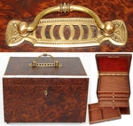 Antique French Victorian Era Burled Walnut Cigar Presenter or Specimen Box, Chest with Five Drawers