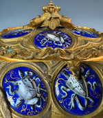 RARE Antique Napoleon III Era TAHAN PARIS gothic Jewelry Box, 10 Limoges Kiln-fired Enamel Plaques