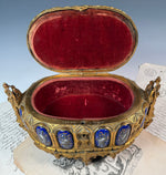 RARE Antique Napoleon III Era TAHAN PARIS gothic Jewelry Box, 10 Limoges Kiln-fired Enamel Plaques