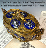 RARE Antique Napoleon III Era TAHAN PARIS gothic Jewelry Box, 10 Limoges Kiln-fired Enamel Plaques