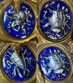 RARE Antique Napoleon III Era TAHAN PARIS gothic Jewelry Box, 10 Limoges Kiln-fired Enamel Plaques