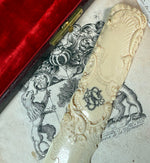 Superb Large Antique French Dieppe Carved IvoryPage Turner, Letter Opener in Original 14" Box