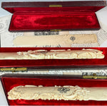 Superb Large Antique French Dieppe Carved IvoryPage Turner, Letter Opener in Original 14" Box