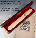 Superb Large Antique French Dieppe Carved IvoryPage Turner, Letter Opener in Original 14" Box