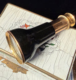 Antique French Miniature 1-draw Opera Glass Monocular, Enamel Barrel and 12k Gold Rim and Eyepiece