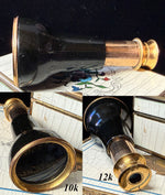 Antique French Miniature 1-draw Opera Glass Monocular, Enamel Barrel and 12k Gold Rim and Eyepiece
