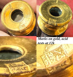 Antique French Miniature 1-draw Opera Glass Monocular, Enamel Barrel and 12k Gold Rim and Eyepiece