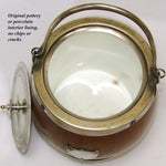 Antique Edwardian Era Daneil & Arter Silver Plate & Oak Tobacco Jar or Cracker Barrel