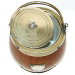 Antique Edwardian Era Daneil & Arter Silver Plate & Oak Tobacco Jar or Cracker Barrel