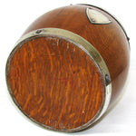Antique Edwardian Era Daneil & Arter Silver Plate & Oak Tobacco Jar or Cracker Barrel