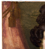 Antique French Oil Painting Portrait of a Beautiful Young Woman in Pink Satin and Lace Gown, c. 1830s