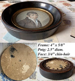 Antique French Revolutionary Napoleonic Era Portrait Miniature of a Gentleman, Grizaille in Wood Frame