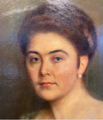 Stunning Antique French Oil Painting, Portrait of a Beautiful Woman, Red Shawl, Low Lace Bodice, c.1810, Unsigned