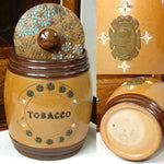 Antique Edwardian Era Oak & Beveled Glass 1.5" Pipe Cabinet, Smoker's Chest, Royal Doulton Tobacco Jar