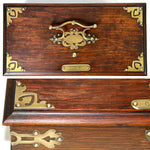 Antique Edwardian Era 11.5" Solid Oak & Gothic Revival Brass Straps "Cigars" Box, Chest
