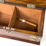 Antique Edwardian Era 11.5" Solid Oak & Gothic Revival Brass Straps "Cigars" Box, Chest